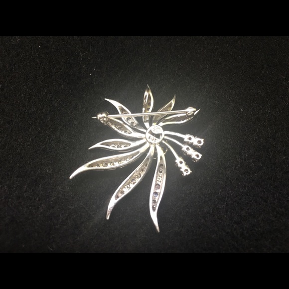 Mid century modern era custom sapphire diamond pin/necklace. 14k white gold. - Picture 2 of 6